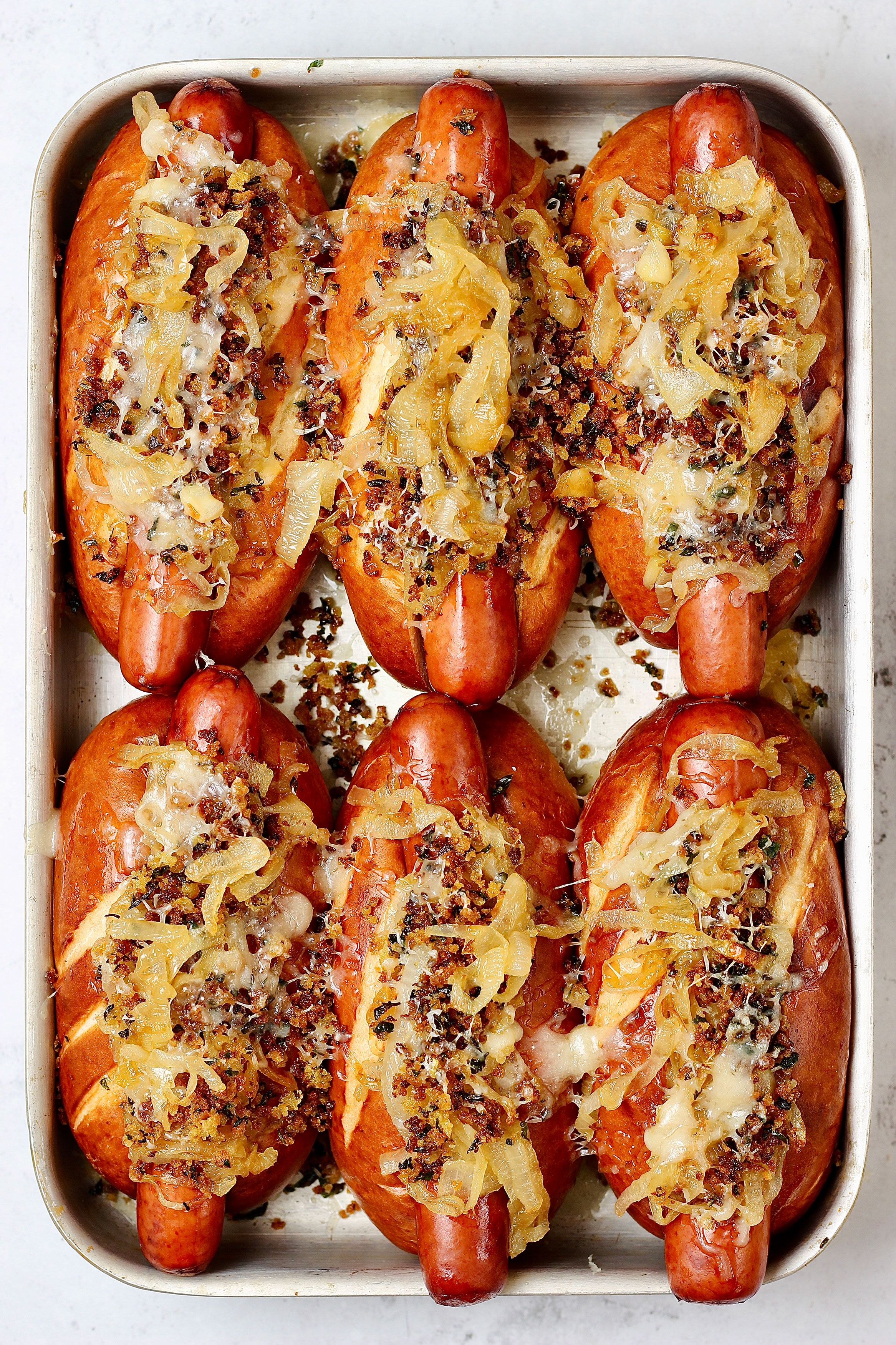 French Onion Hot Dogs - Girl Gone Gourmet