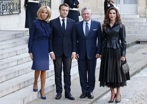 French President Emmanuel Macron Receives King Abdullah II Of Jordan At Elysee Palace In Paris