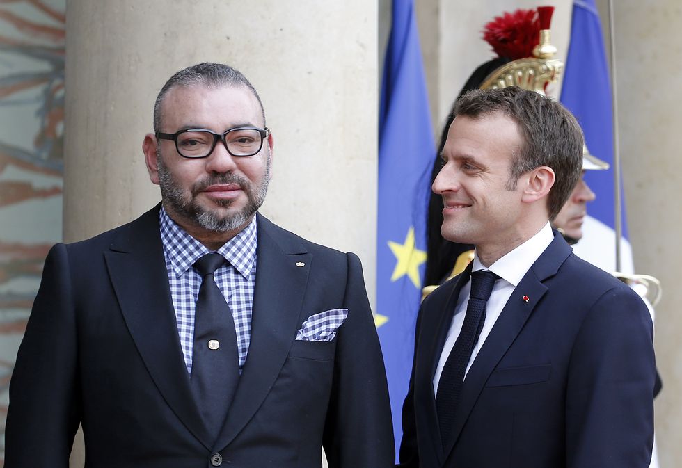 French President Emmanuel Macron Receives Mohammed VI of Morocco At Elysee Palace