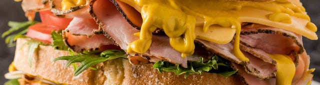 smoked turkey sandwich with mustard