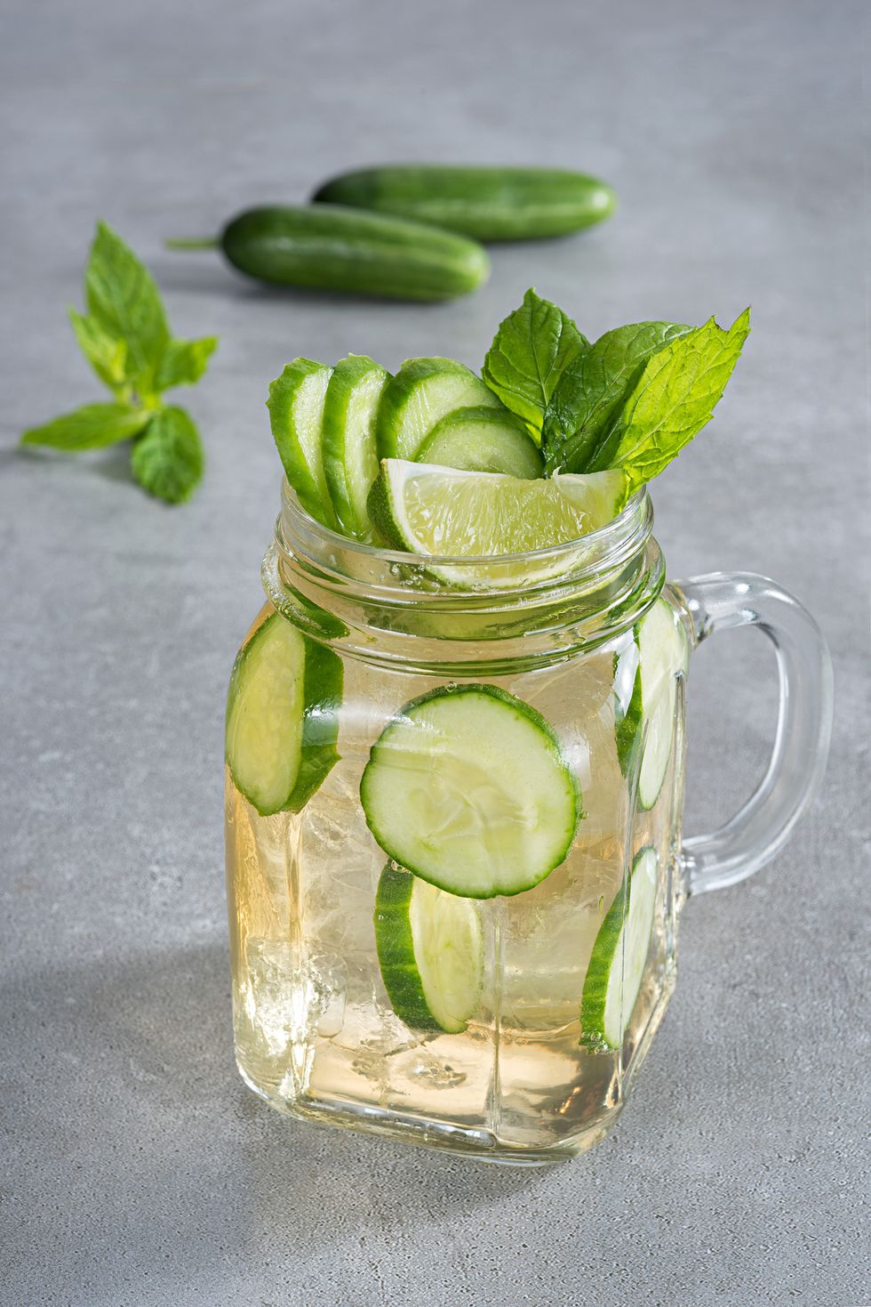 fresh cocktail with cucumbers