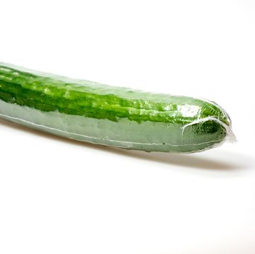 fresh cucumber in plastic