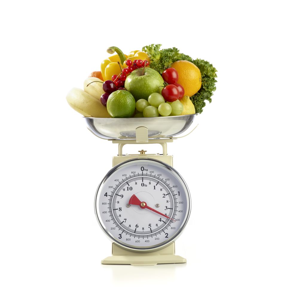 fresh produce on the weighing scales