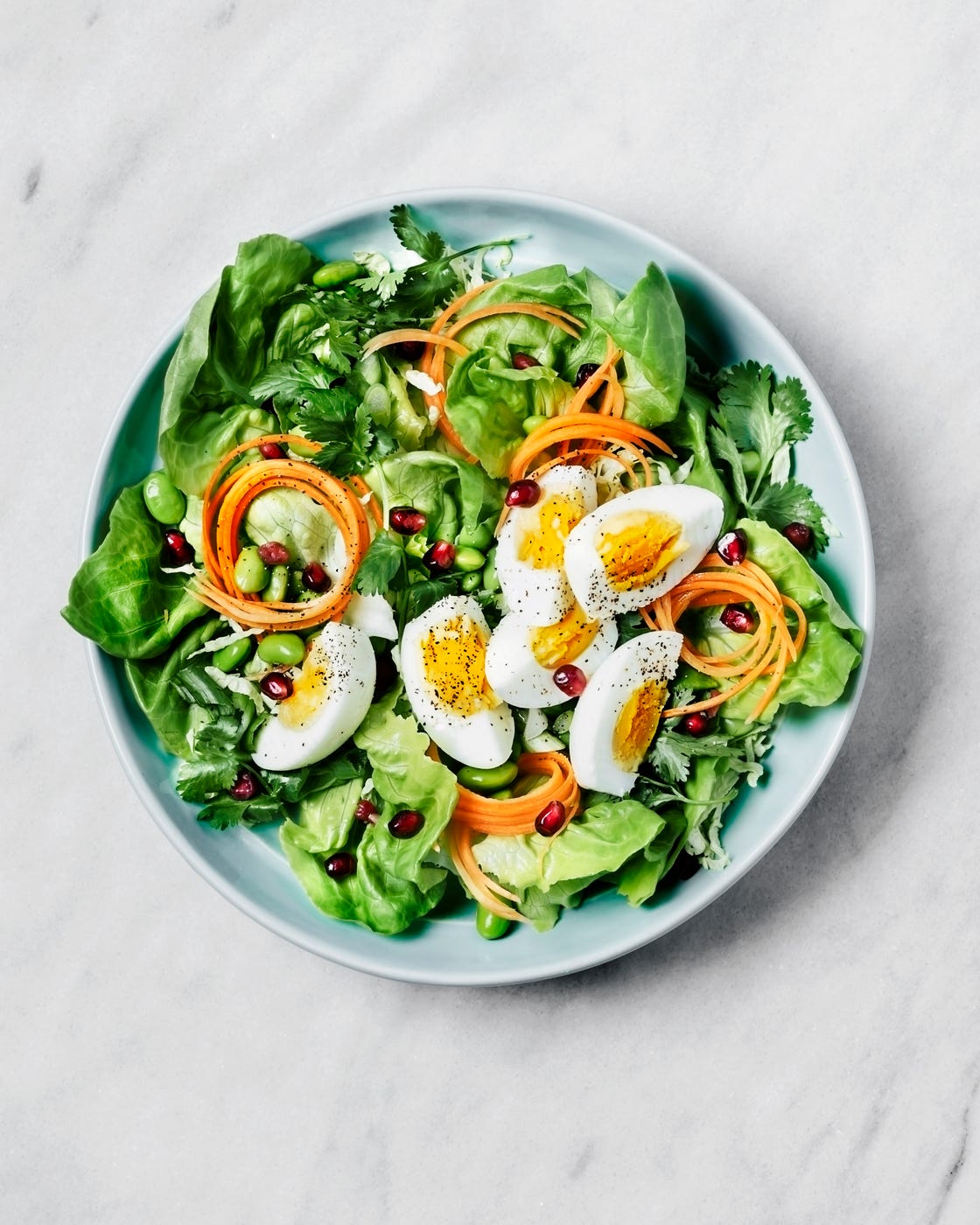 fresh salad with boiled eggs