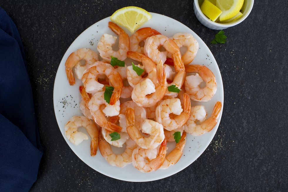 fresh shrimp served with lemon