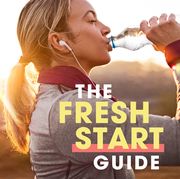 prevention fresh start guide, woman drinking water