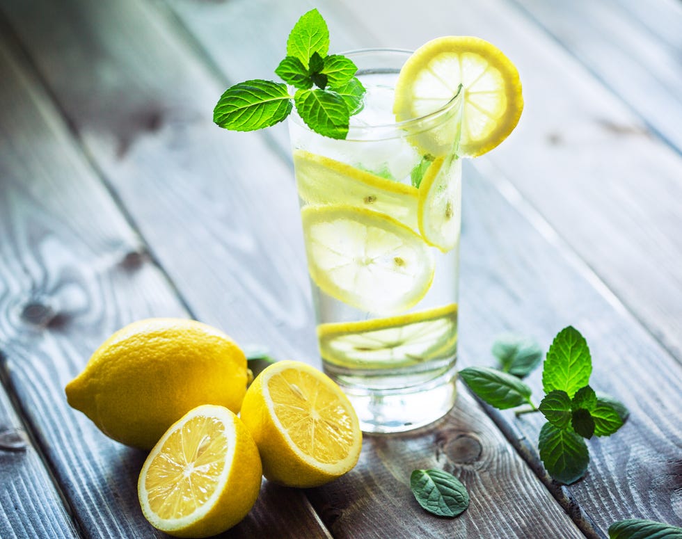 Fresh water with lemon and mint