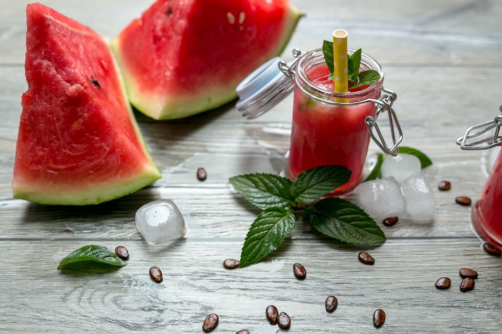 fresh watermelon juice for health,top view
