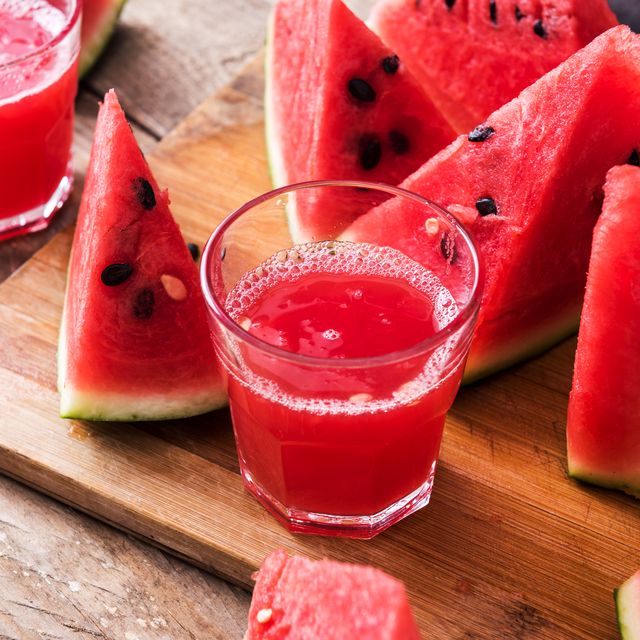 fresh watermelon juice, homemade, fruit, slices.