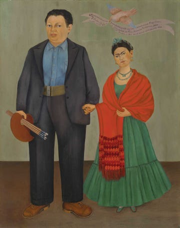 frida kahlo’s frieda and diego rivera,1931, painted during the couple’s first trip to san francisco
