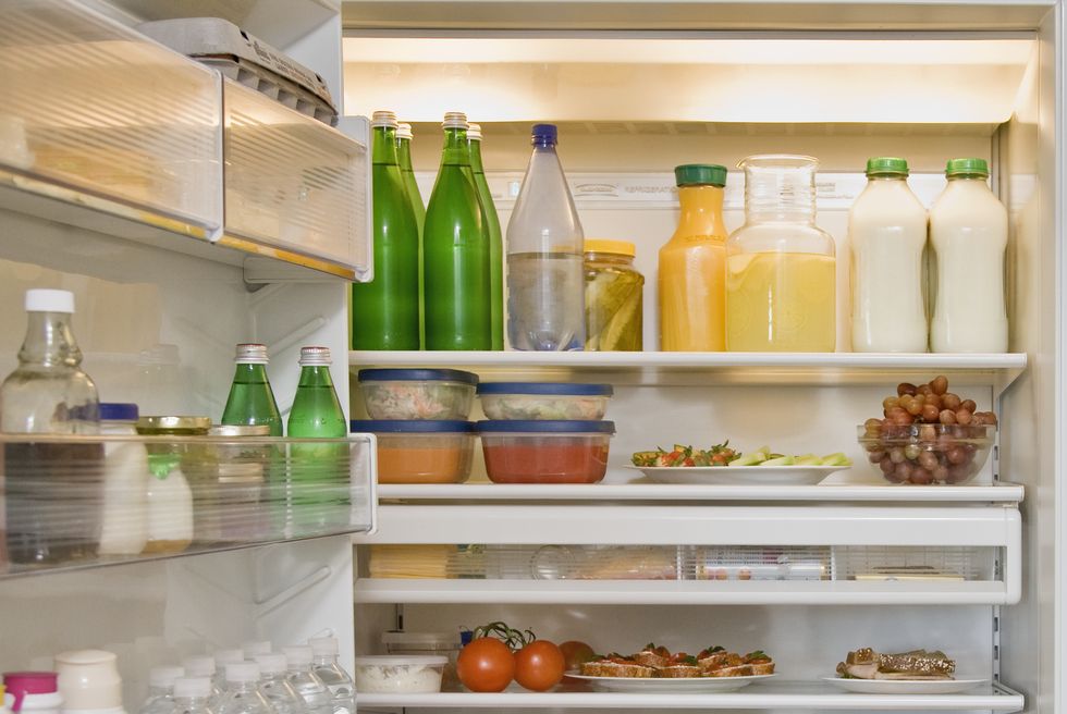 fridge filled with fruits and vegetables