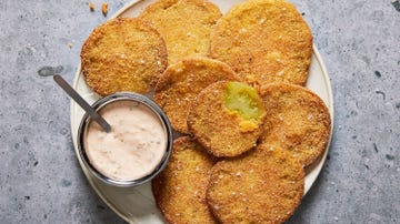fried green tomatoes with a dipping sauce