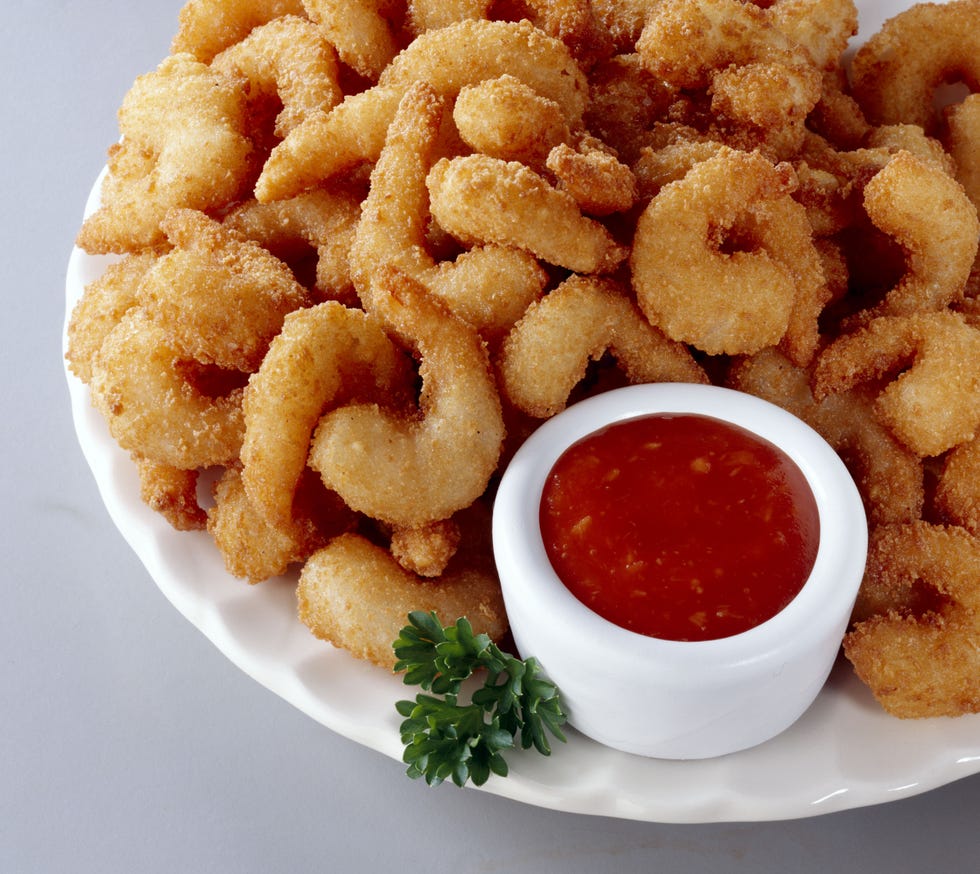 Fried shrimp with cocktail sauce