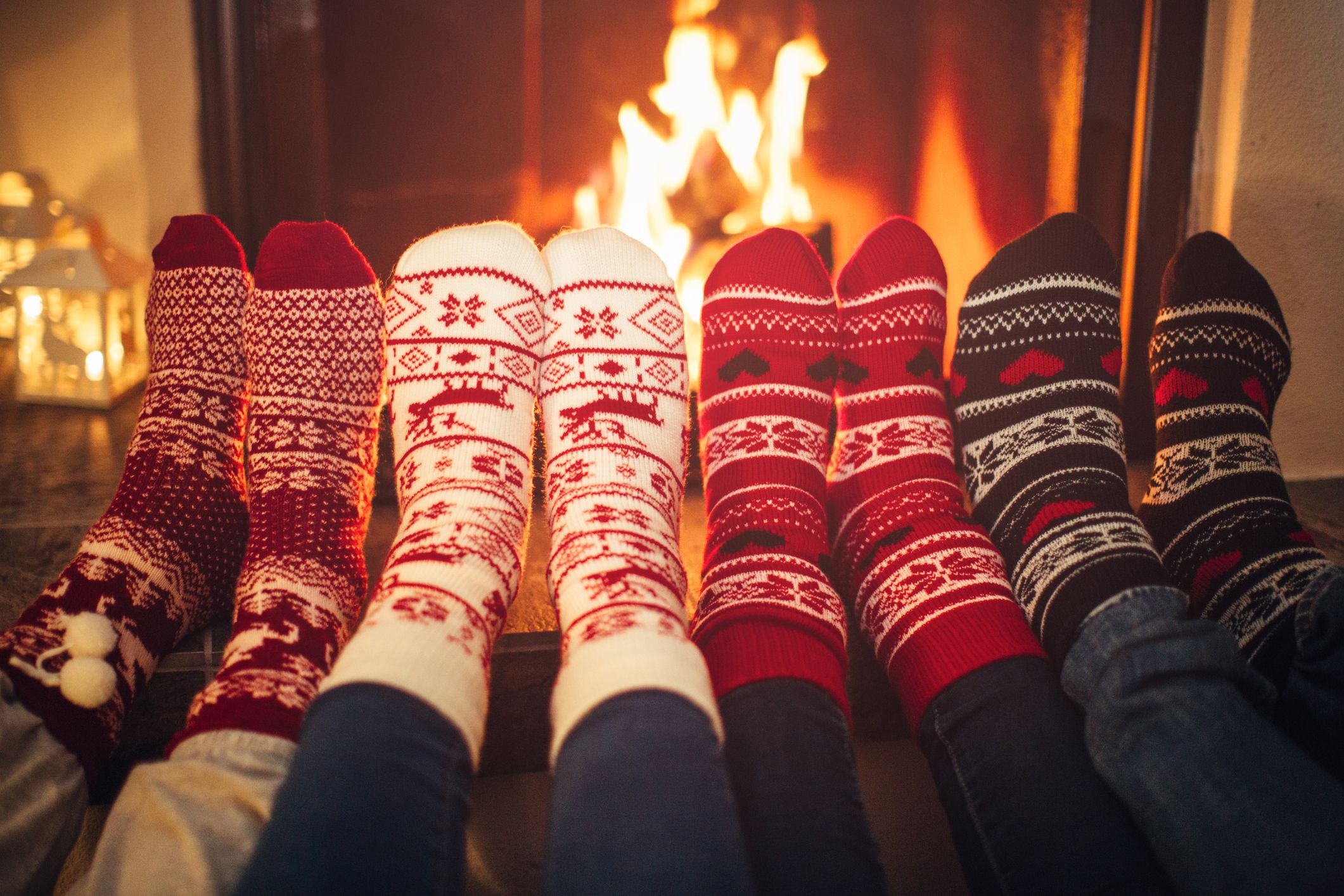 Grey Cozy Fluffy Socks Thick Thermal Women Knit Warm Non-Slip