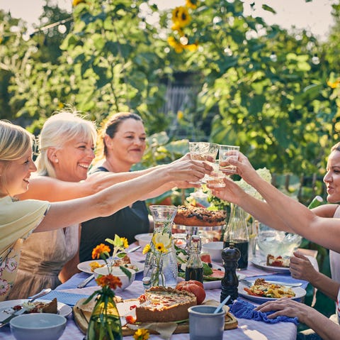 friends at garden party