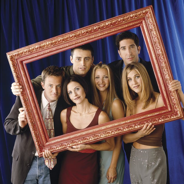 friends cast pictured in a frame