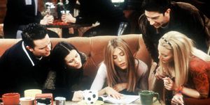 Ross, Rachel, Phoebe, Monica, Chandler en Joey in Friends. Komt er een geheim nieuw project?