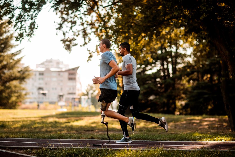 friends on the running track