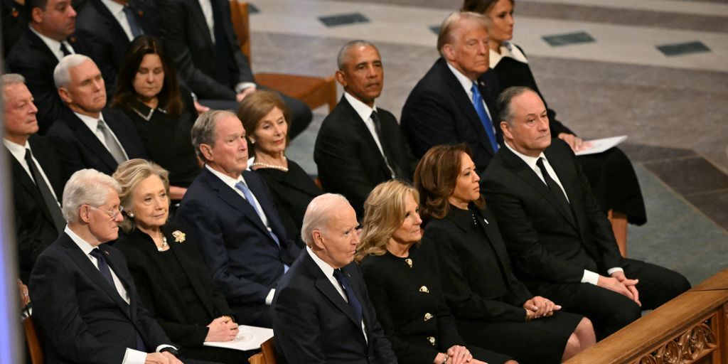 The five living US presidents, Clinton, Bush, Obama, Biden and Trump, have a rare reunion