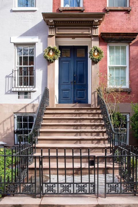 blue front door for brownstone