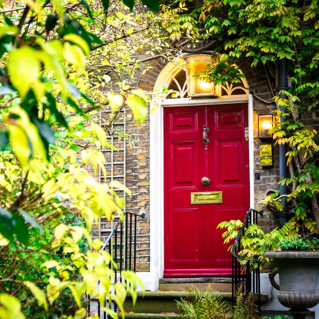 front door paint   traditional british house with red front door