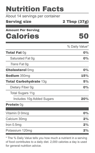 frontier barbecue sauce nutrition facts