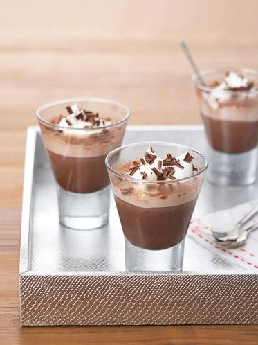 frozen hot chocolate shots with chocolate shavings