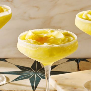 frozen limoncello cocktail with a lemon peel