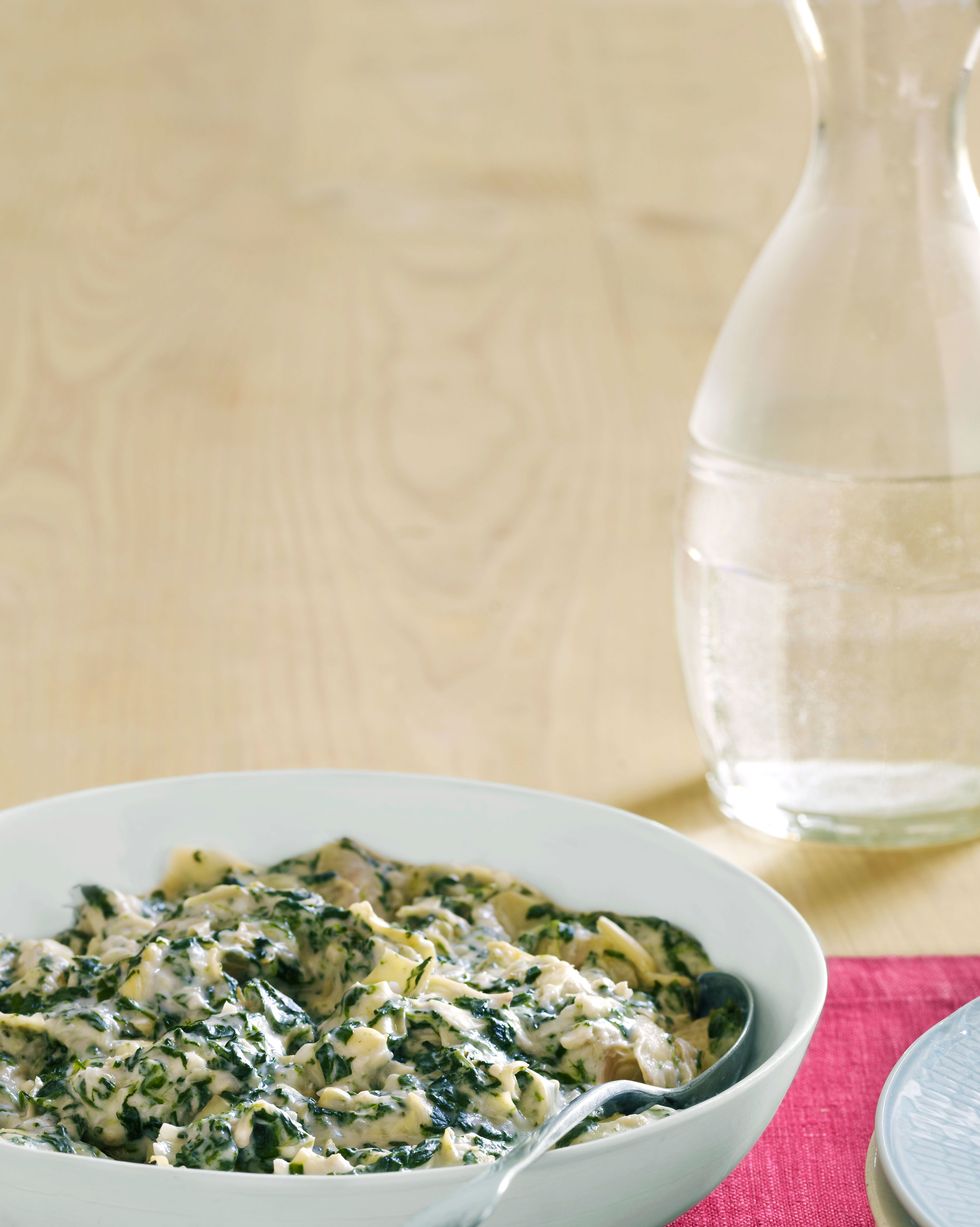 creamed spinach with artichokes and shallots