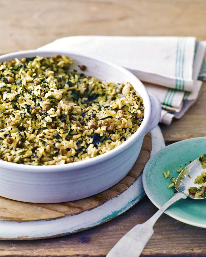 curried spinach and lentil bake