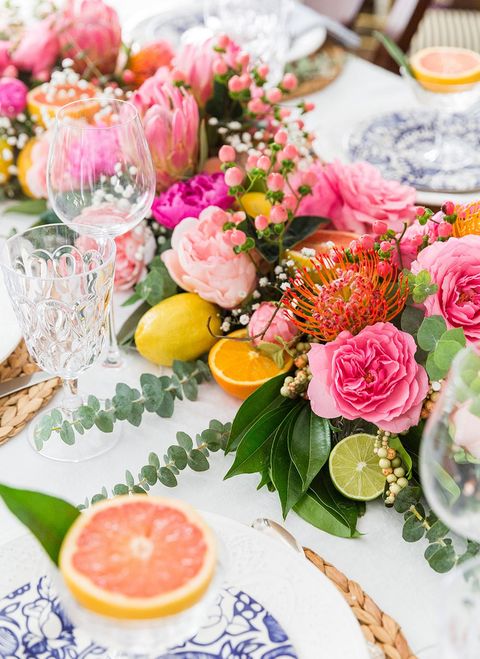 fruit and flower spring centerpiece