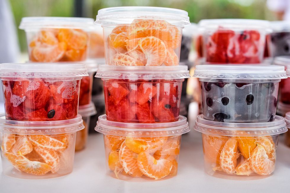 fruits stored in a plastic container