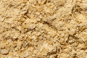 full frame macro shot of organic nutritional yeast flakes as background food texture