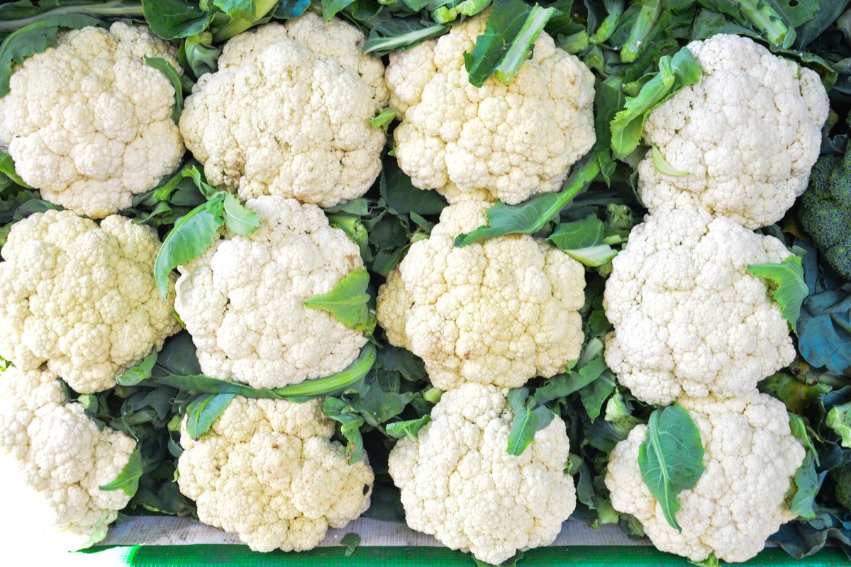 Full Frame Shot Of Cauliflowers For Sale At Market