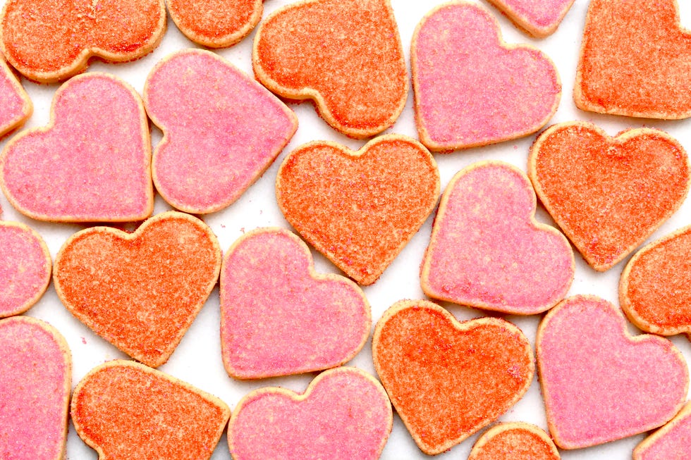 full frame shot of heart shape cookies