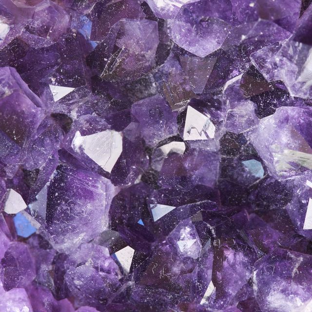 full frame shot of purple amethyst crystals