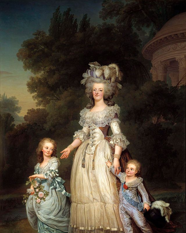 portrait of queen marie antoinette of france with her children ﻿marie therese charlotte and dauphin ﻿louis joseph﻿ by adolf ulrich wertmuller