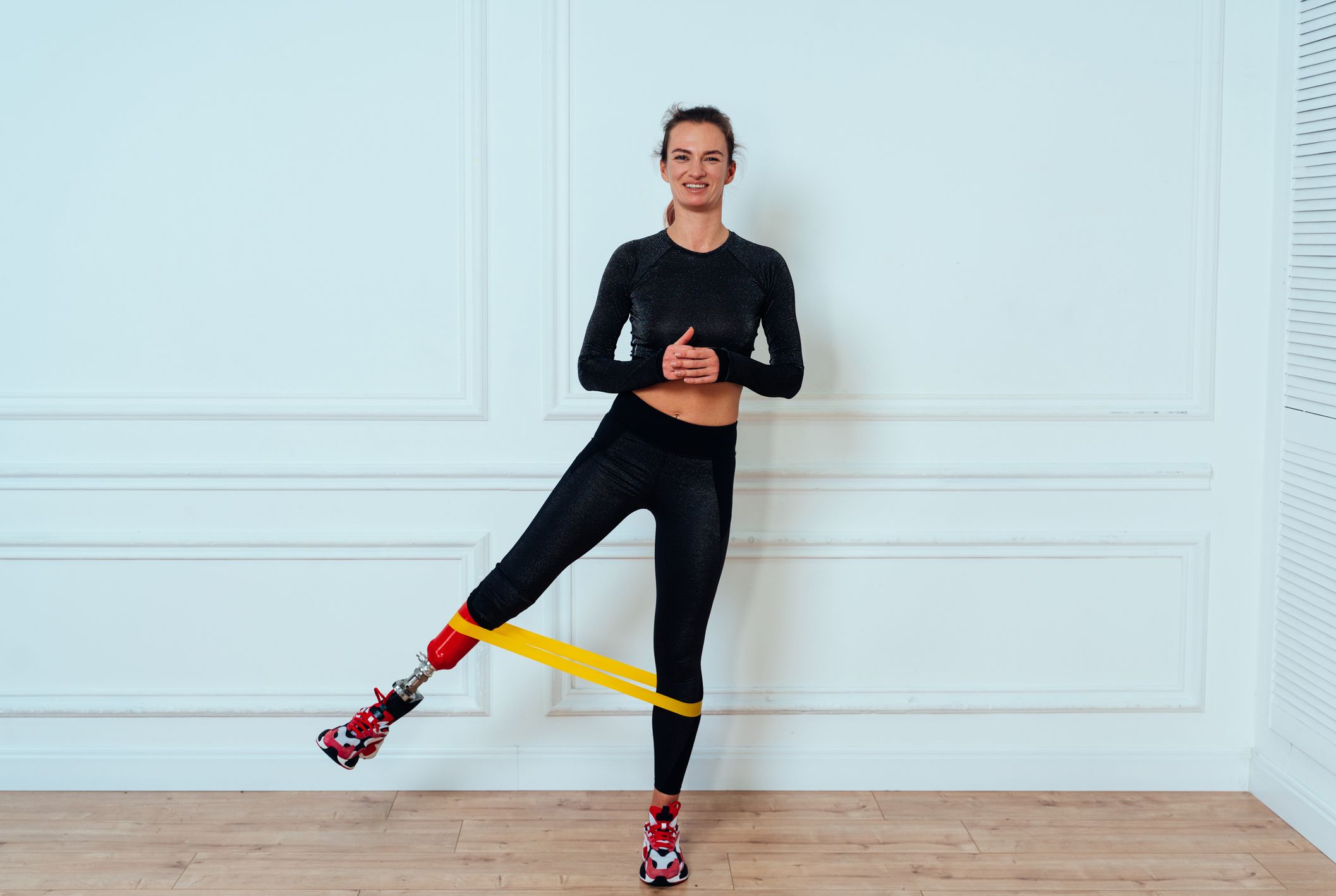 Standing side leg online raises with resistance band