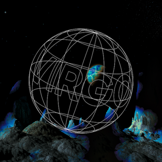 a sphere with the word virgo in it over a space themed background