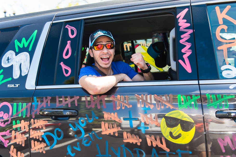 a person in a truck