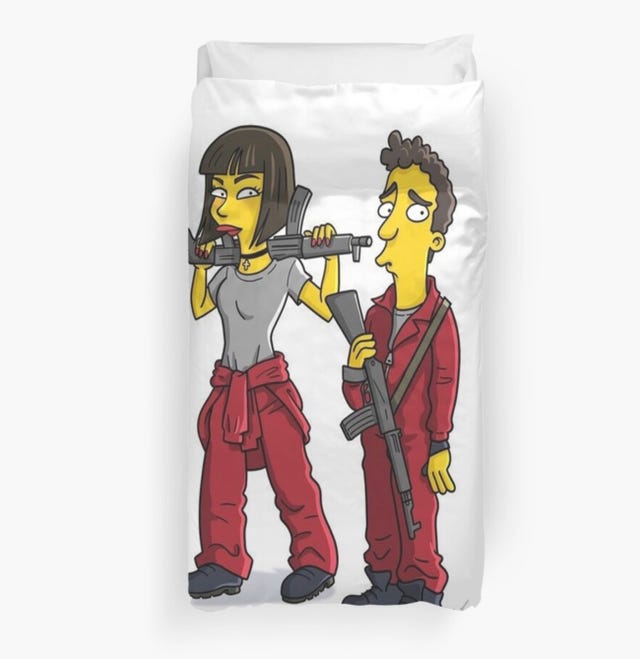 funda nórdica de la casa de papel en redbubble, 80,12 €