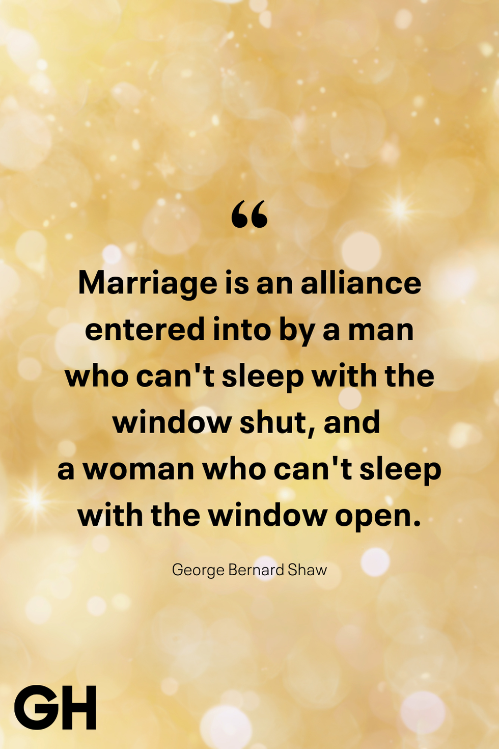 marriage is an alliance entered into by a man who cant sleep with the window shut and a woman who cant sleep with the window open george bernard shaw