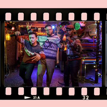 A film strip with scenes from Hot Frosty, The Night Before and Elf a film strip with scenes from hot frosty, the night before and elf