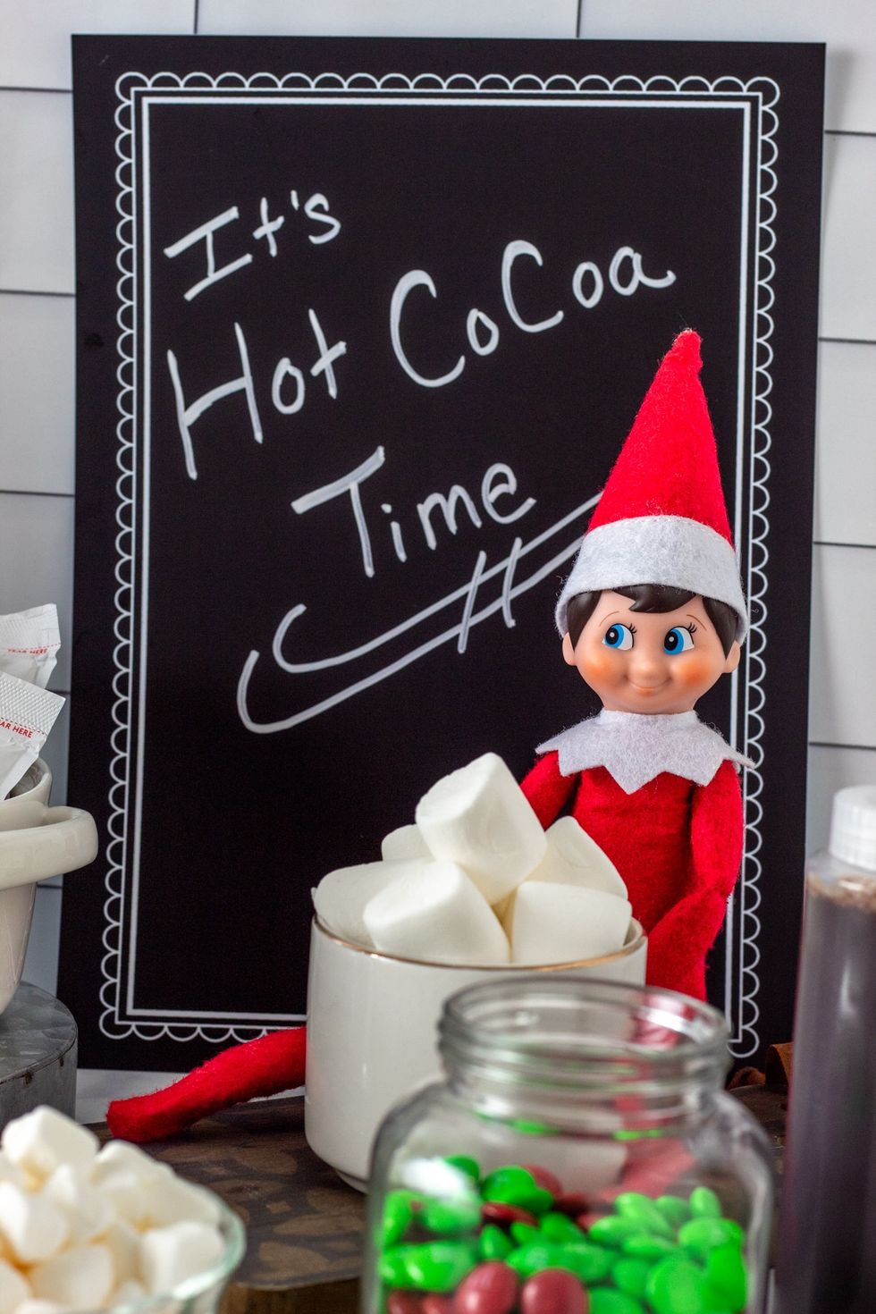 funny elf on the shelf ideas hot cocoa bar