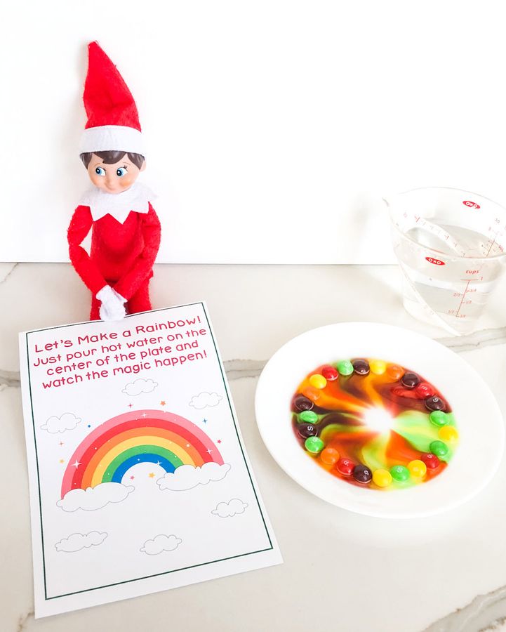 funny elf on the shelf ideas skittles rainbow