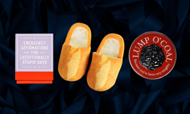 emergency affirmations for exceptionally stupid days card deck bread slippers lump o coal