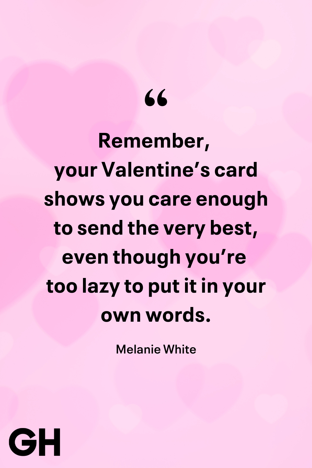 quote about valentines cards on a pink heart background