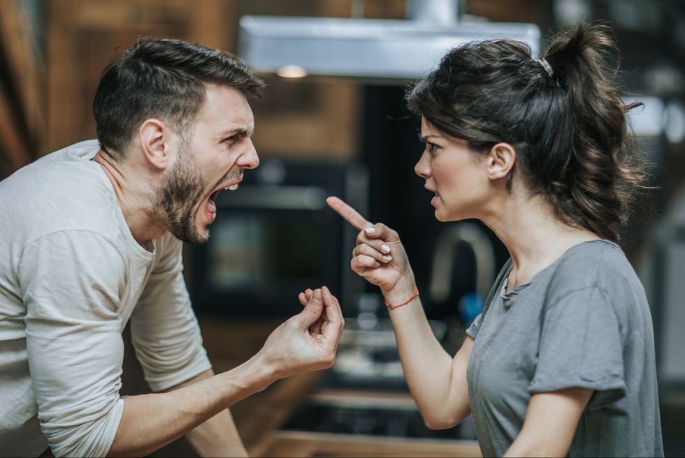 furious couple arguing while having problems in their relationship