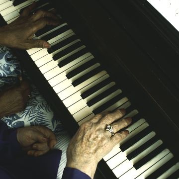 the hands of classical piano duo margaret patrick 1913 1994 , left and ruth eisenberg 1902 1996, also known as ebony and ivory, performing in new jersey, usa, june 1988 the pair began playing the piano together after each lost the use of one hand after a stroke photo by barbara alperarchive photosgetty images
