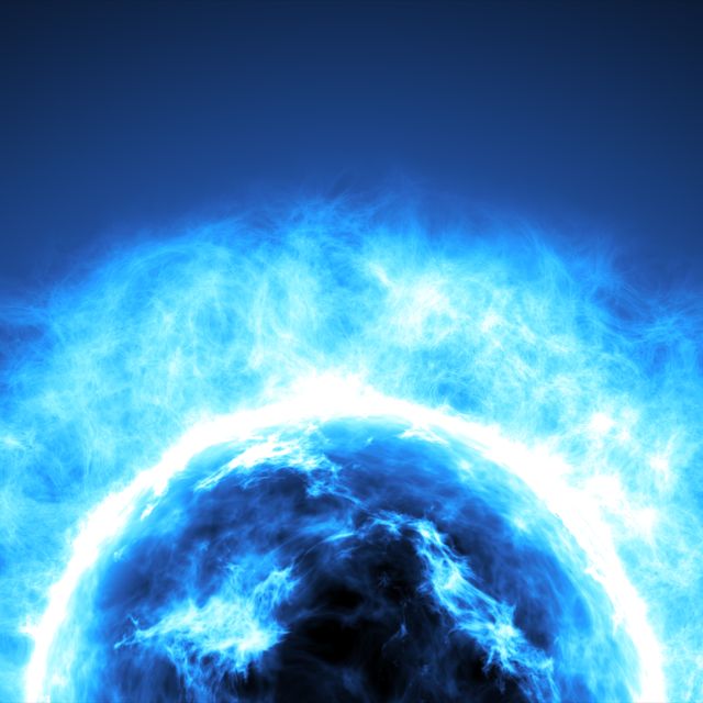 futuristic abstract blue sun in space with flares great futuristic background